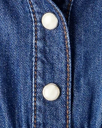 Baby Girl Denim Cotton Long-Sleeve Jumpsuit - Smokey Wash