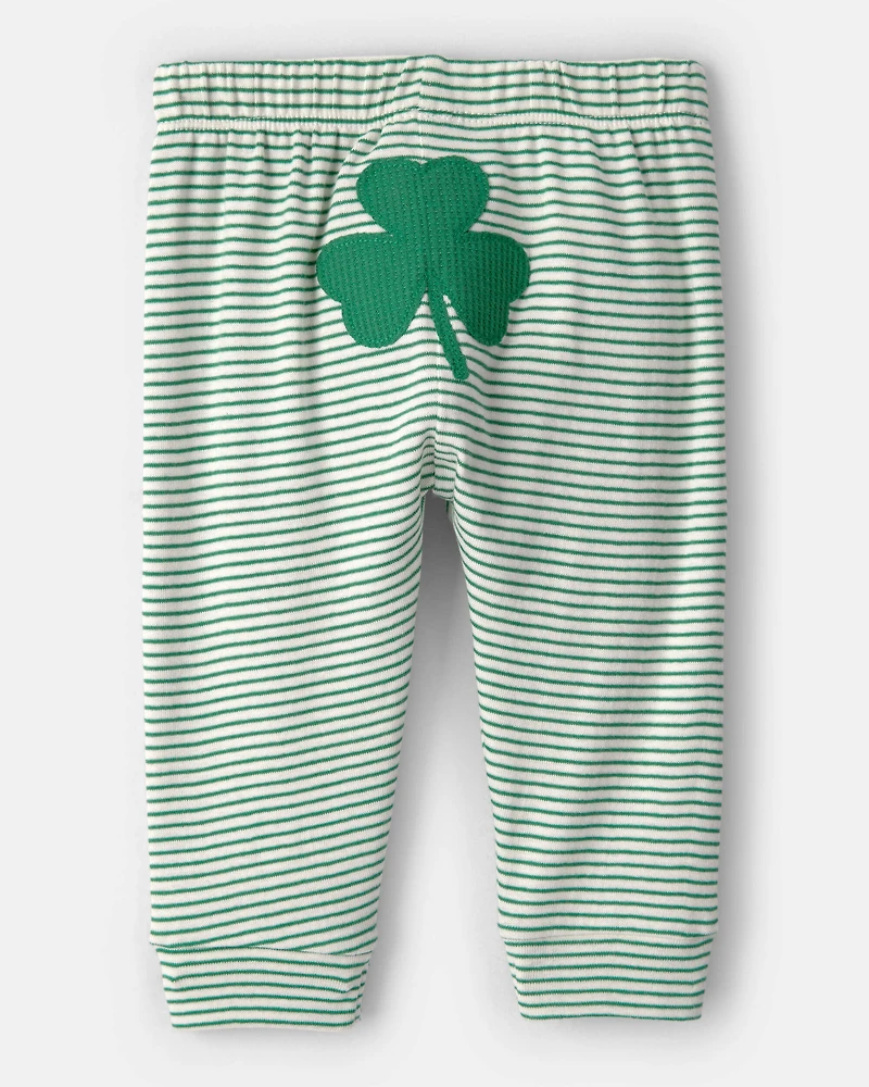 Baby St. Patrick's Day 2-Piece Striped Long-Sleeve Bodysuit & Pant Set - Green/White