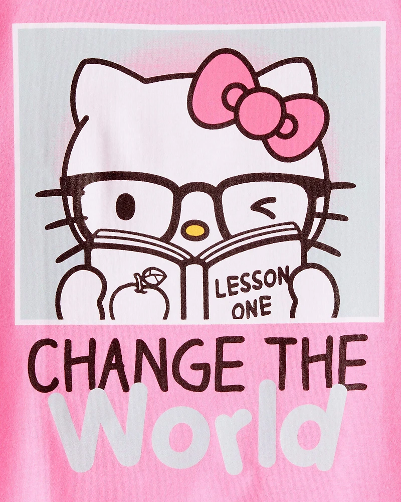 Girls Hello Kitty® "Change The World" Short-Sleeve Graphic Tee - Pink