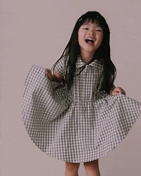 Toddler Girl Avenue Twirl™ Scalloped Dress in Gingham - Grey