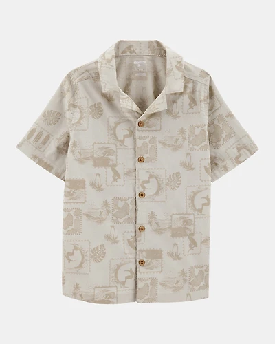 Boys Safari Short-Sleeve Button-Down Shirt - Khaki