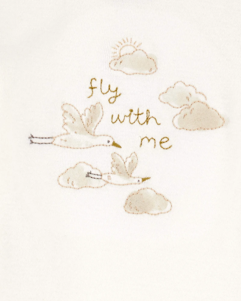 Baby 4-Piece Cloud Print Outfit Set - White/Tan