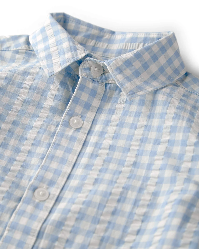 Baby Boy Seersucker Button-Front Shirt Made with Organic Cotton
