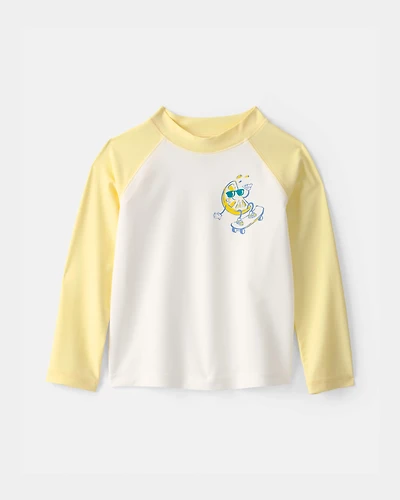 Toddler Boy Lemon Long-Sleeve Rashguard - Yellow/White
