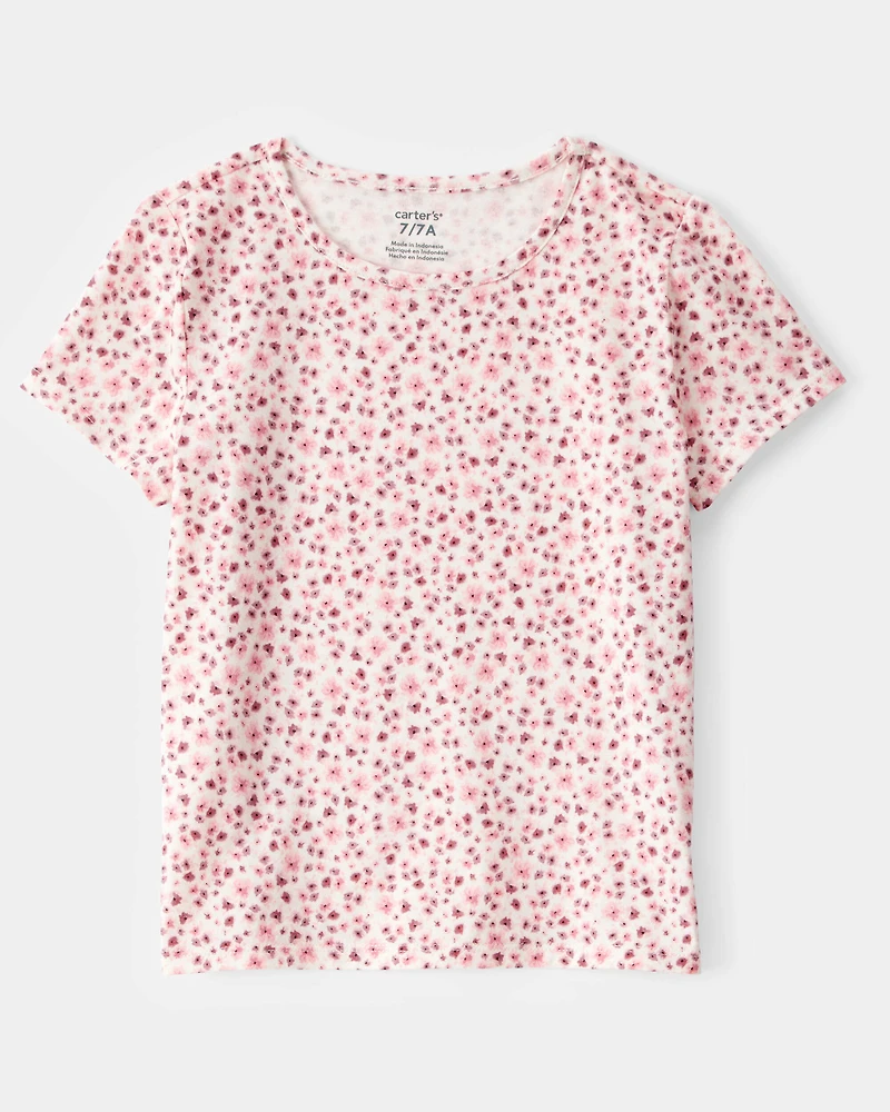 Kid 2-Piece Floral Tee & Jumpsuit Set - Purple/Pink