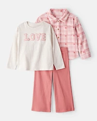 Toddler Girl 3-Piece Long-Sleeve Layering Set - Pink