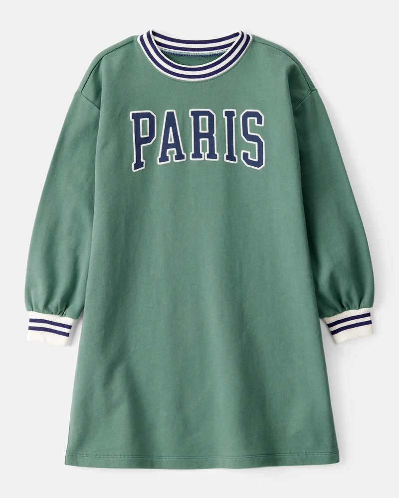 Kid Paris Long-Sleeve Cotton Dress - Green