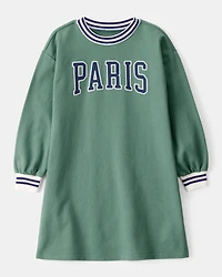Kid Paris Long-Sleeve Cotton Dress - Green