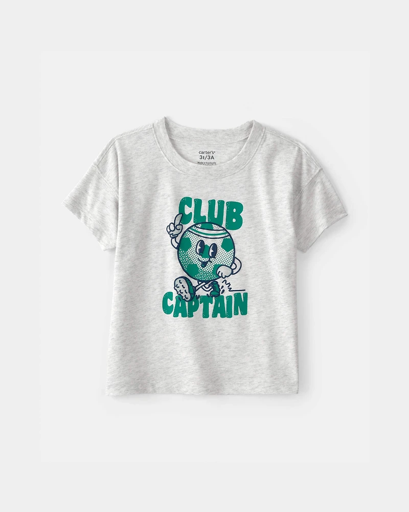 Toddler Boy 2-Piece 'Club Captain' Graphic Tee & French Terry Shorts Set - Grey/Green