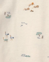 Baby Boy 4-Pack Safari Long-Sleeve Bodysuits - Blue/Grey/Ivory