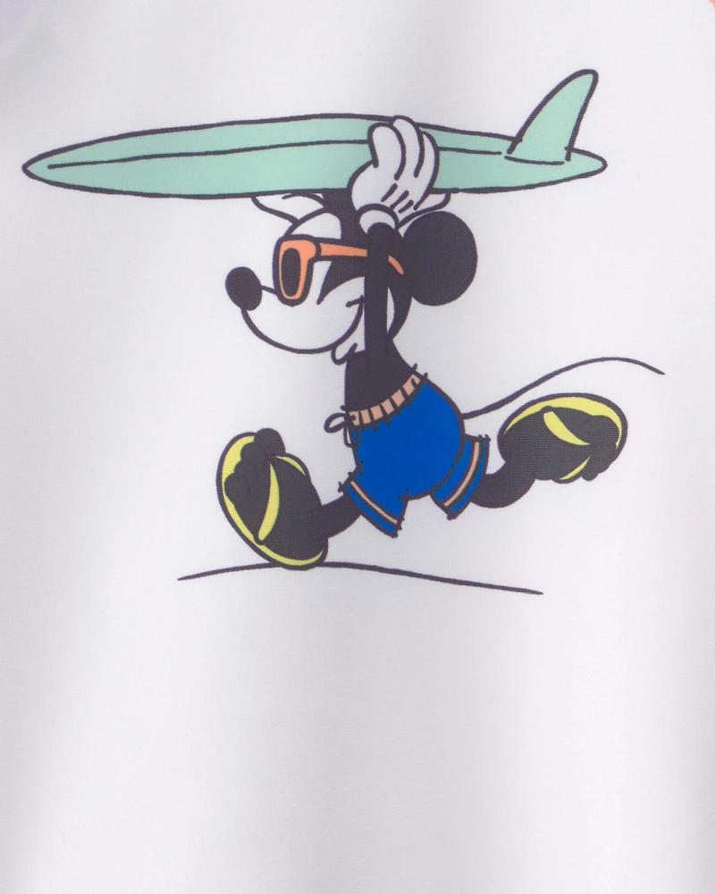 Baby Boy 2-Piece Disney© Mickey Mouse Long-Sleeve Rashguard Swimsuit Set - Blue/White