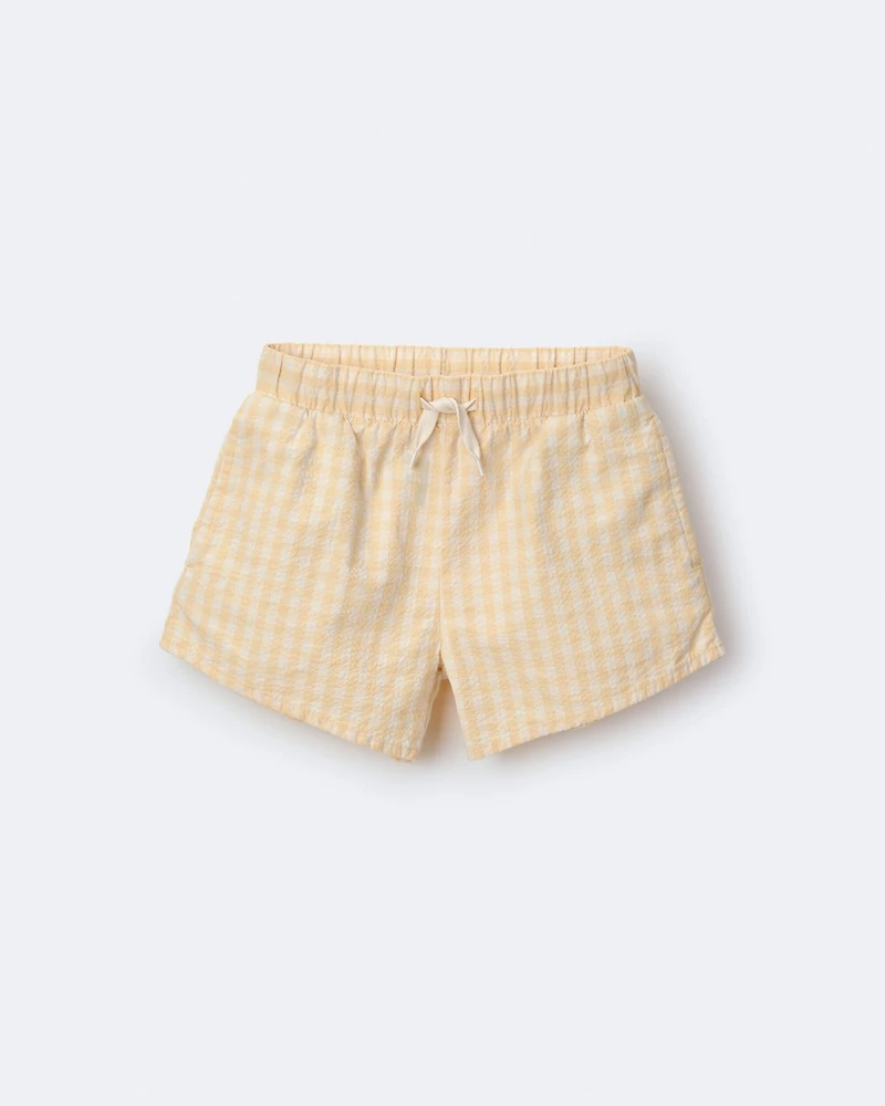 Toddler Girl Gingham Peplum Shorts - Yellow