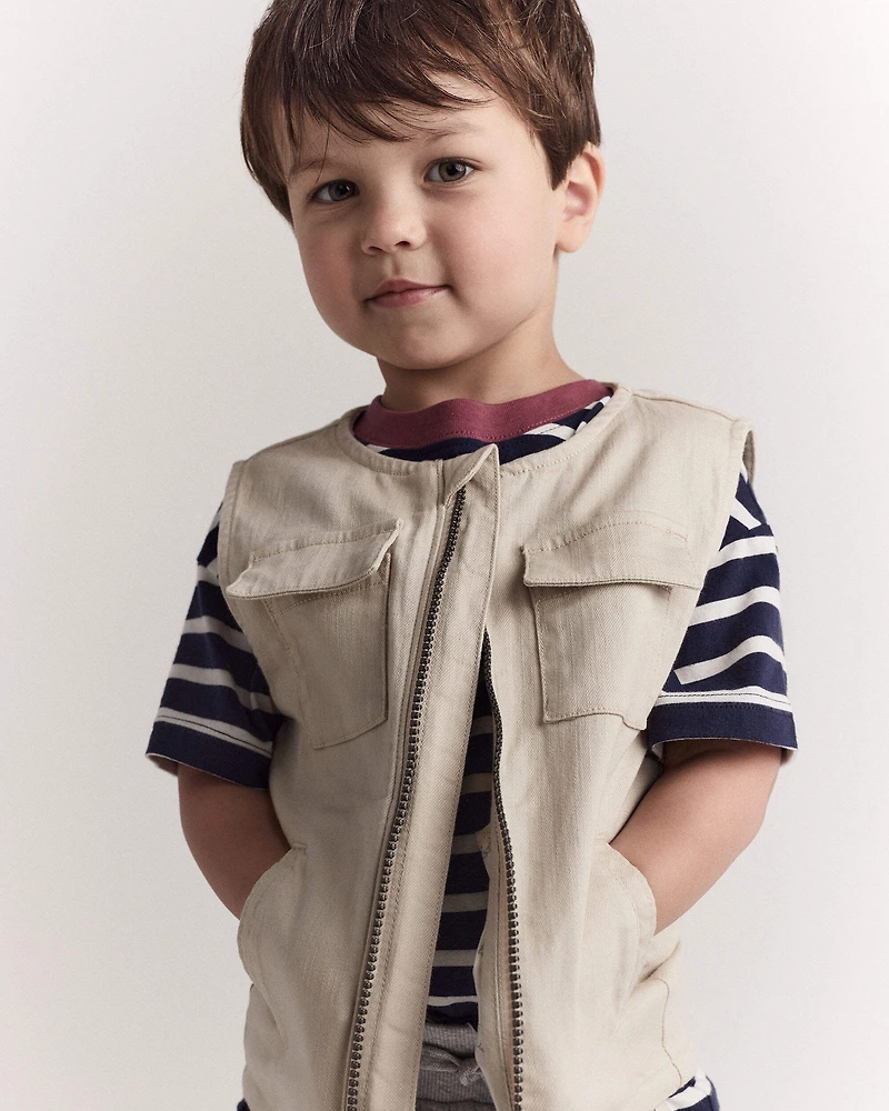 Toddler Zip-Up Vest - Khaki