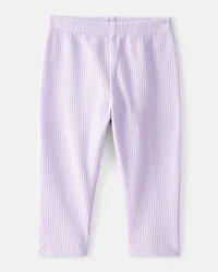 Baby Girl Pull-On Stretch Rib Leggings - Purple