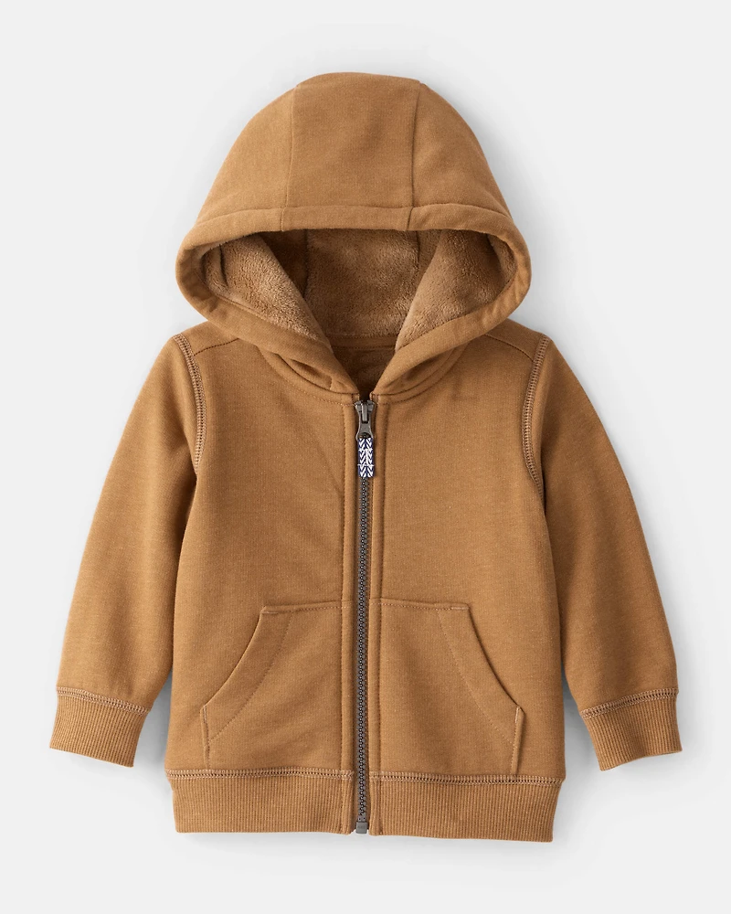 Baby Boy Long-Sleeve Hooded Zip-Up Jacket - Brown