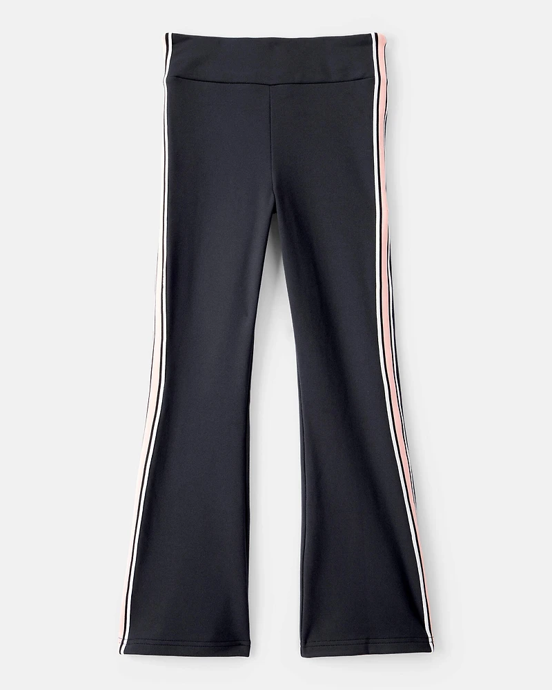 Girls 2-Piece G.O.A.T Graphic Tee & Knit Active Flared Pants Set - Black/Ivory