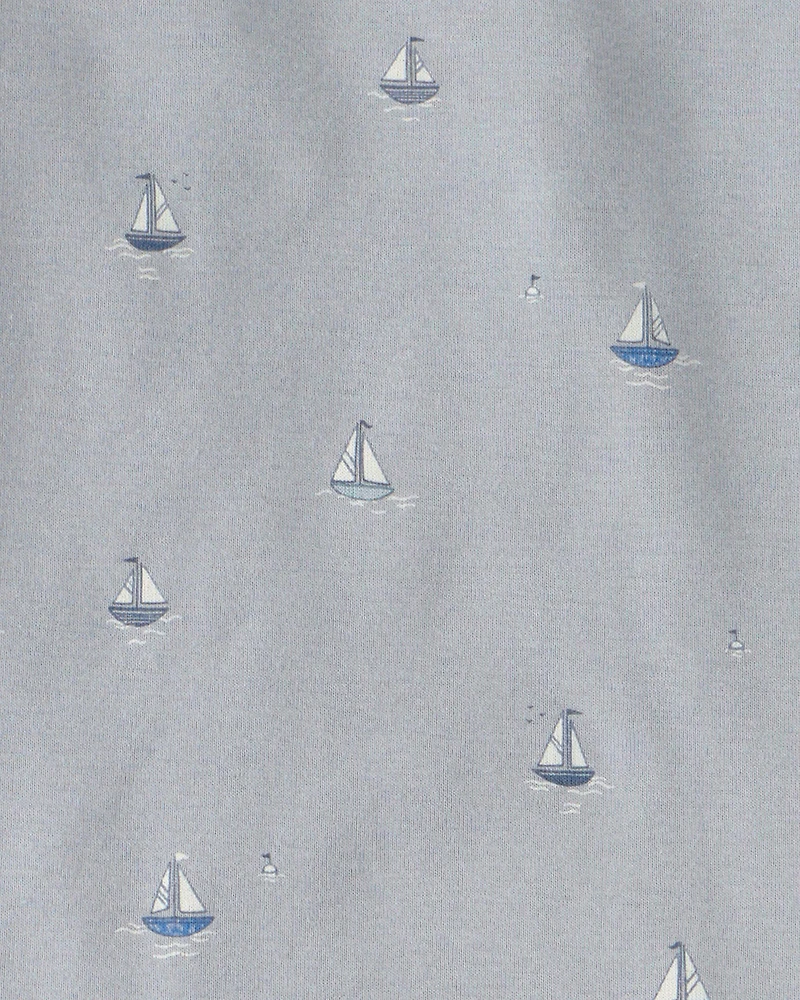 Kid 2-Piece Organic Cotton Ribbed Pajama Set in Sail Away Print