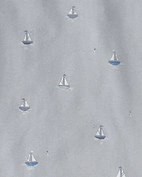 Kid 2-Piece Organic Cotton Ribbed Pajama Set in Sail Away Print