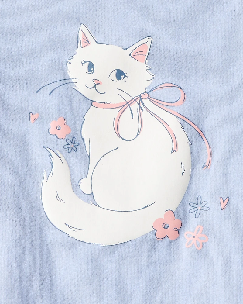 Toddler Girl Cat Long-Sleeve Graphic Tee - Blue
