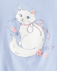 Toddler Girl Cat Long-Sleeve Graphic Tee - Blue