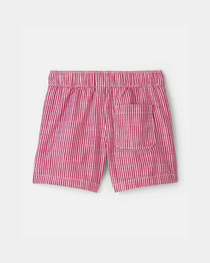 Toddler Boy Hickory Stripe Shorts - Red/Ivory