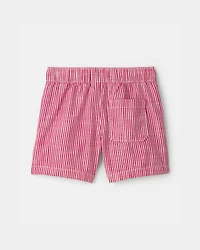 Toddler Boy Hickory Stripe Shorts - Red/Ivory