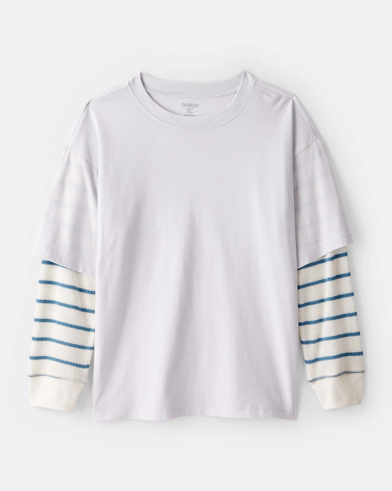 Boys Layered Long-Sleeve Tee- Grey