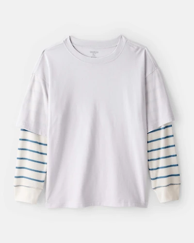 Boys Layered Long-Sleeve Tee- Grey