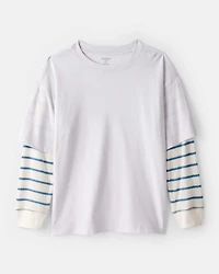 Boys Layered Long-Sleeve Tee- Grey