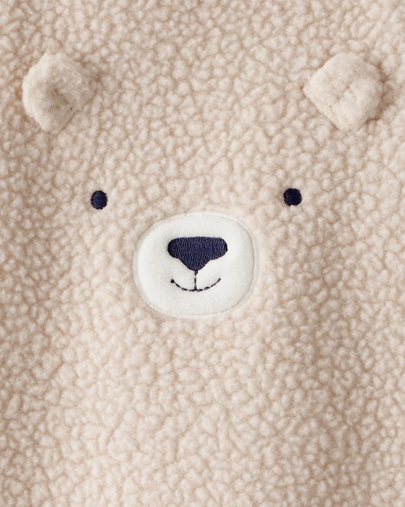 Baby Boy 2-Piece Bear Sherpa Long-Sleeve Overall Set - Brown