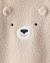 Baby Boy 2-Piece Bear Sherpa Long-Sleeve Overall Set - Brown