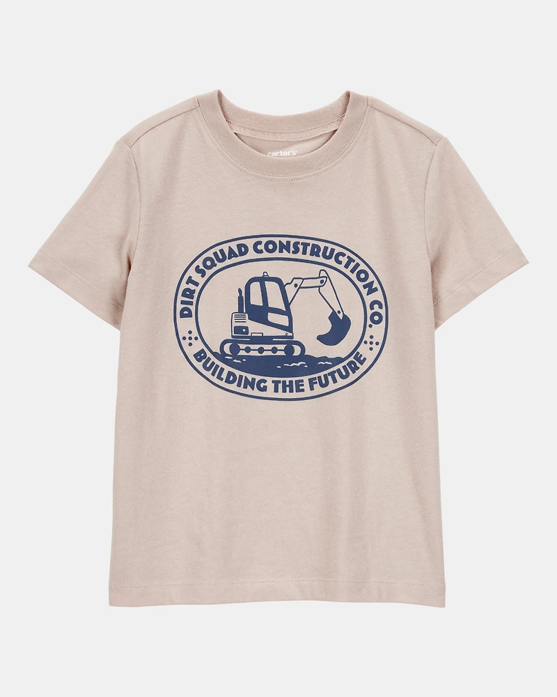 Toddler Construction Short-Sleeve Graphic Tee - Tan