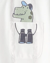 Toddler Boy Dinosaur Graphic Tee - White