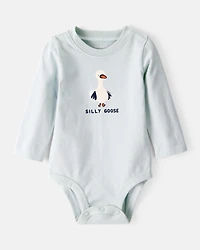 Baby Silly Goose Cotton Long-Sleeve Graphic Bodysuit - Blue