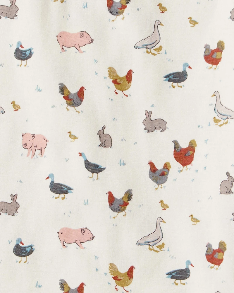 Kid Organic Cotton Pajamas in Farm Friends Print