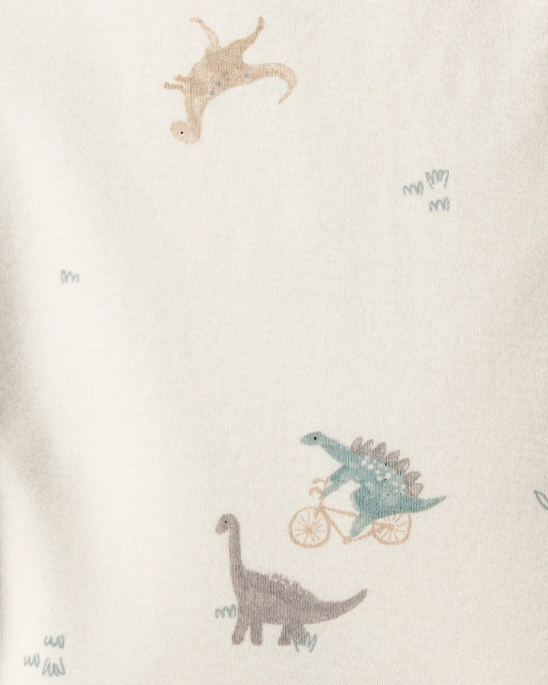 Baby 3-Piece Quilted Dinosaur Little Vest Set - Green/Ivory