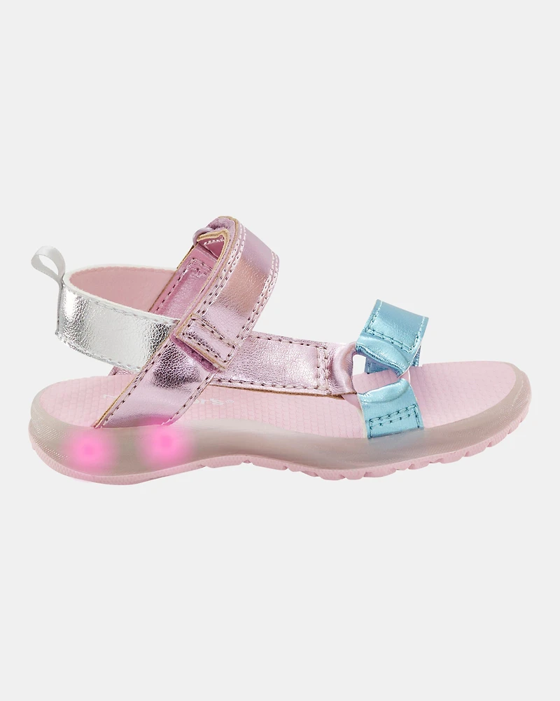 Toddler Light Up Metallic Sandals - Pink/Blue