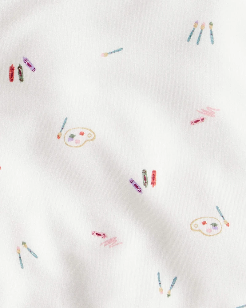Baby Girl Paint Print PurelySoft Long-Sleeve Tee & Pant Set - Ivory