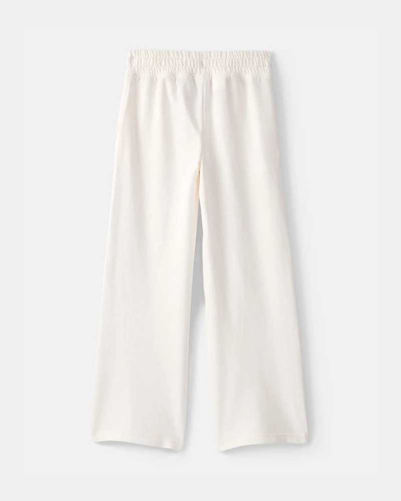 Girls French Terry Wide-Leg Pants - Cream