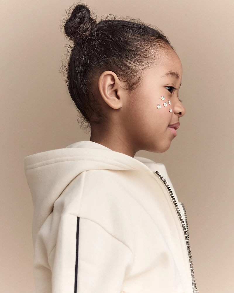 Toddler Girl Zip-Up Hoodie - Cream