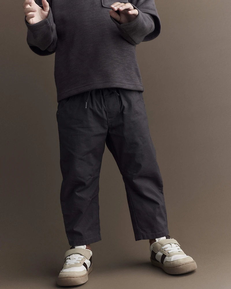 Toddler Boy Canvas Pull-On Pant -  Dark Grey