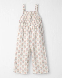 Toddler Girl Organic Cotton Gauze Jumpsuit in Rosebud Petal Print