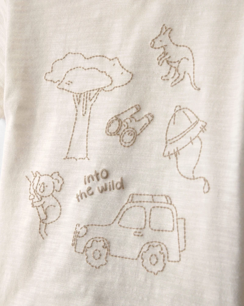 Baby Boy 3-Piece Into The Wild Top, Bodysuit & Short Set - Ivory/Brown