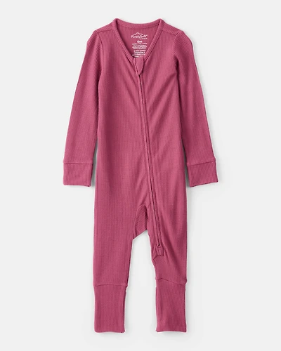 Baby Girl PurelySoft Long-Sleeve Sleep & Play Pajamas - Burgundy