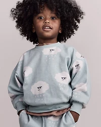 Toddler Wide-Arm Sweatshirt in Rain Cloud Print - Pale Blue