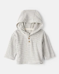 Baby Boy Long-Sleeve Striped Hooded Top - Grey