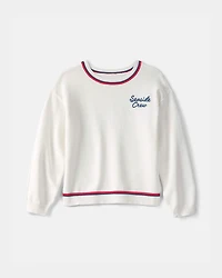 Girls 'Seaside Crew' Nautical Sweater - White