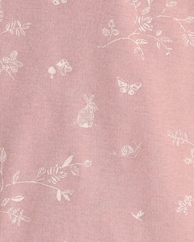 Baby Girl 2-Piece Organic Cotton Ribbed Pajama Set in Pink Bunnies