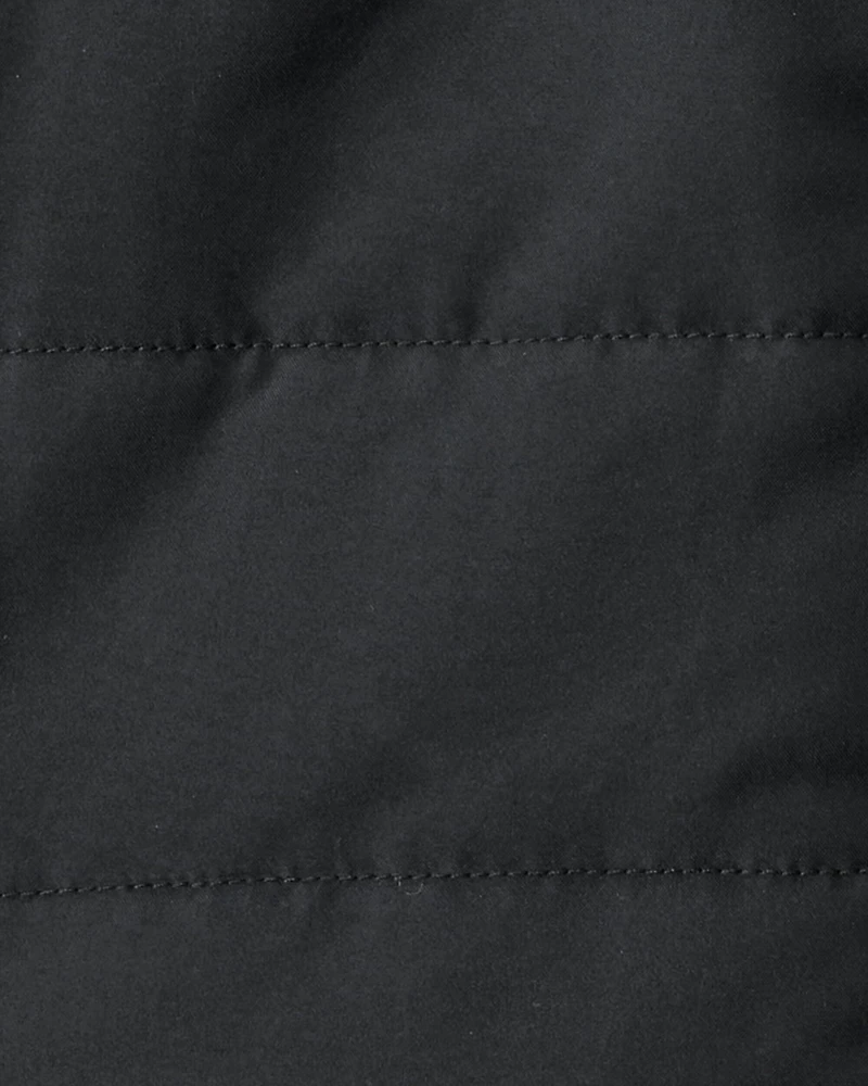 Baby Boy 3-Piece Quilted Vest Outfit Set - Grey/Black