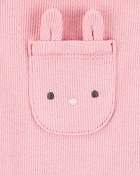 Baby 2-Piece Floral Bunny Long-Sleeve Tee & Coverall Set - Pink